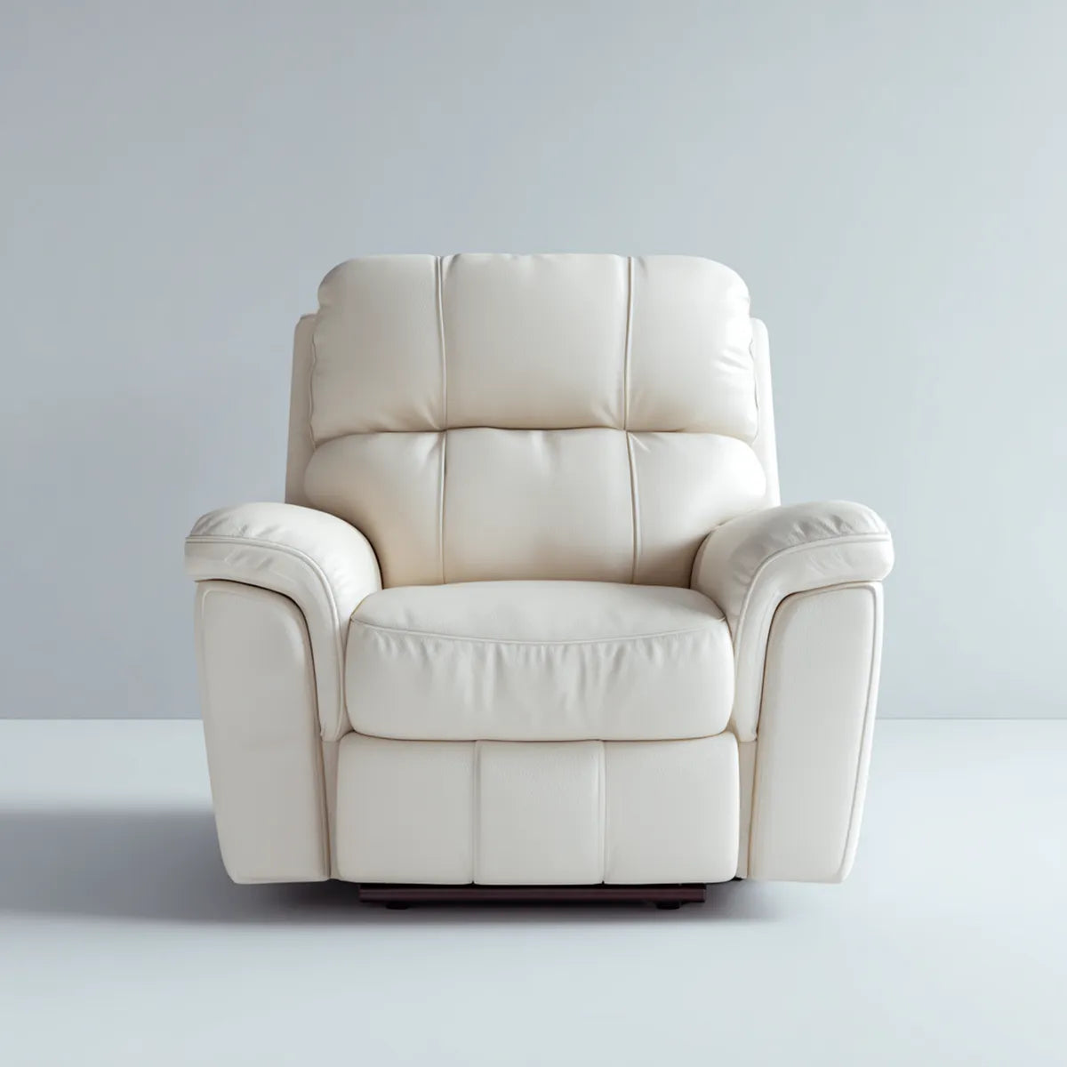 Poltrona reclinabile da soggiorno crema in pelle sintetica PU con schienale alto 95 x 96 x 104 cm