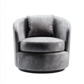 Poltrona girevole da soggiorno grigio in velluto di poliestere con cuscino 80 x 80 x 75 cm