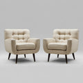 Set di 2 poltrone da soggiorno beige 82 x 80 x 86 cm in poliestere con schienale capitonné e piedi conici