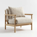 Poltrona da soggiorno beige 75 x 78 x 78 cm in rovere massello e poliestere bouclé rettangolare