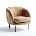 Poltrona da soggiorno marrone chiaro in poliestere effetto velluto con gambe in acciaio forma arrotondata 75 x 73 x 75 cm