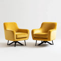 Set di 2 poltrone da soggiorno girevoli giallo senape in velluto di poliestere 76 x 78 x 86 cm