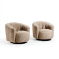 Set di 2 poltrone girevoli beige in velluto a coste di poliestere 76 x 75 x 72 cm