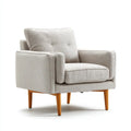 Poltrona da soggiorno beige 85 x 82 x 86 cm in poliestere con gambe in legno massello