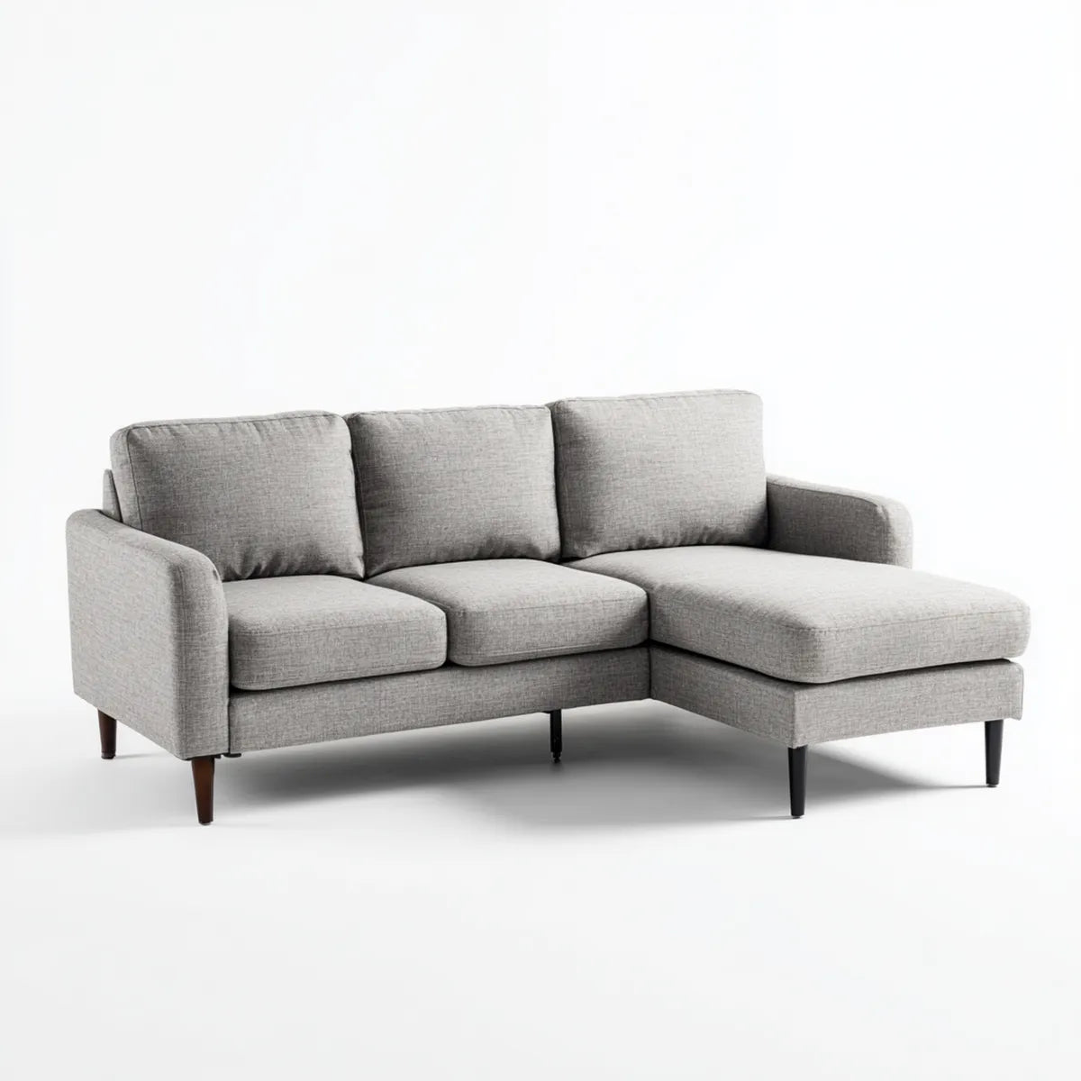 Divano angolare con chaise longue grigio 230 x 150 x 85 cm in poliestere forma a L