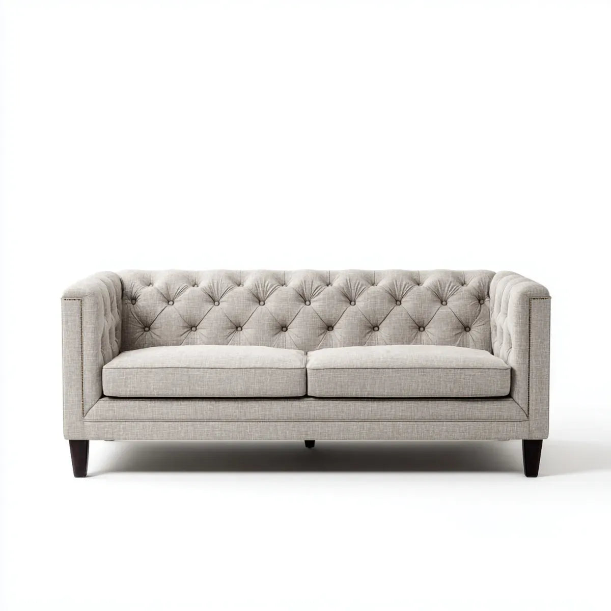 Divano Chesterfield 2 posti grigio chiaro in poliestere 170 x 88 x 80 cm