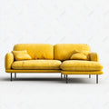 Divano angolare 2 posti con chaise longue destra giallo senape in pelle sintetica PU 240 x 150 x 85 cm