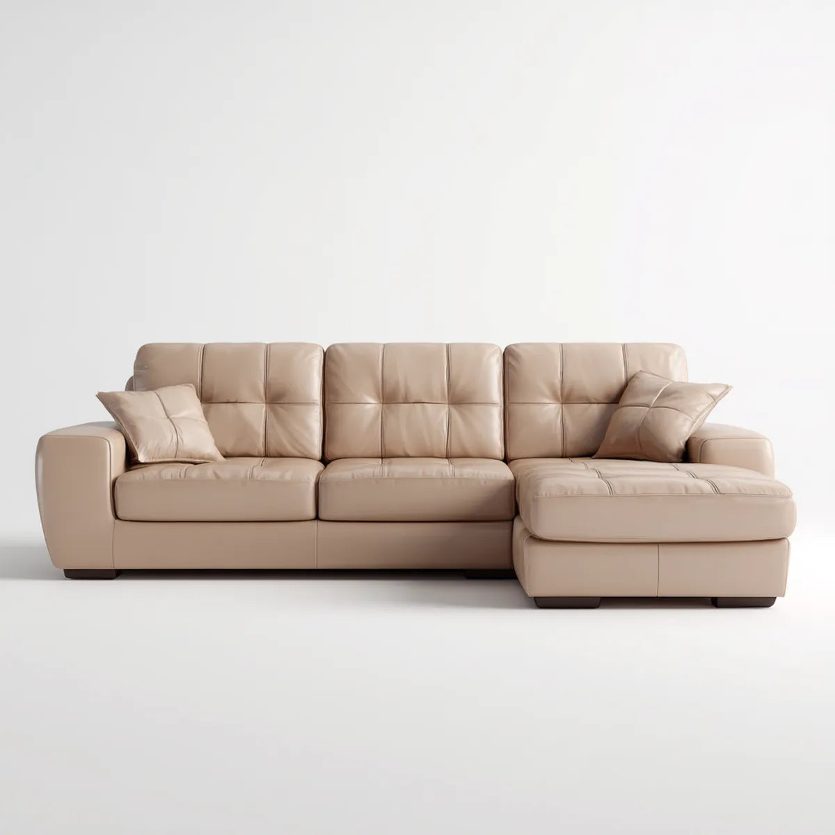 Divano angolare 4 posti beige in pelle sintetica PU a L 270 x 160 x 88 cm