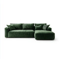 Divano angolare con penisola destra verde in velluto a coste di poliestere 260 x 160 x 85 cm