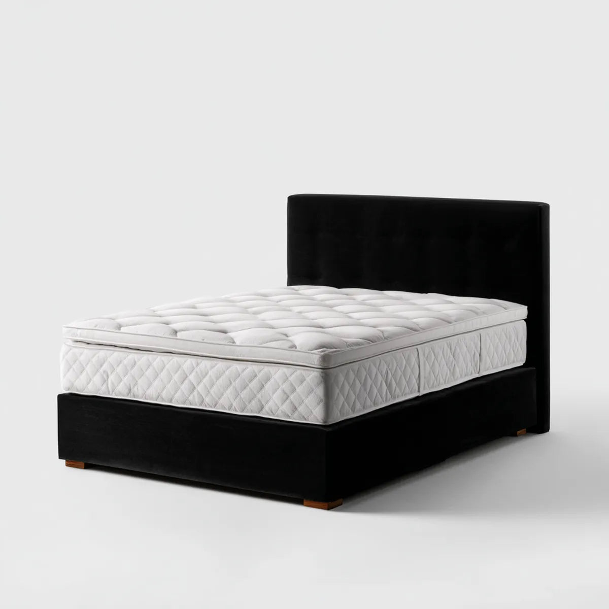 Letto matrimoniale con testiera nero 160 x 200 cm in velluto di poliestere rettangolare