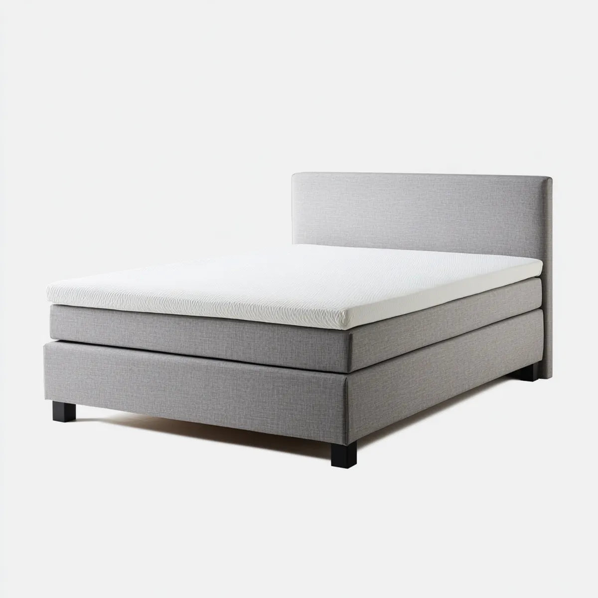 Letto boxspring matrimoniale grigio 160 x 200 cm con rivestimento in poliestere rettangolare