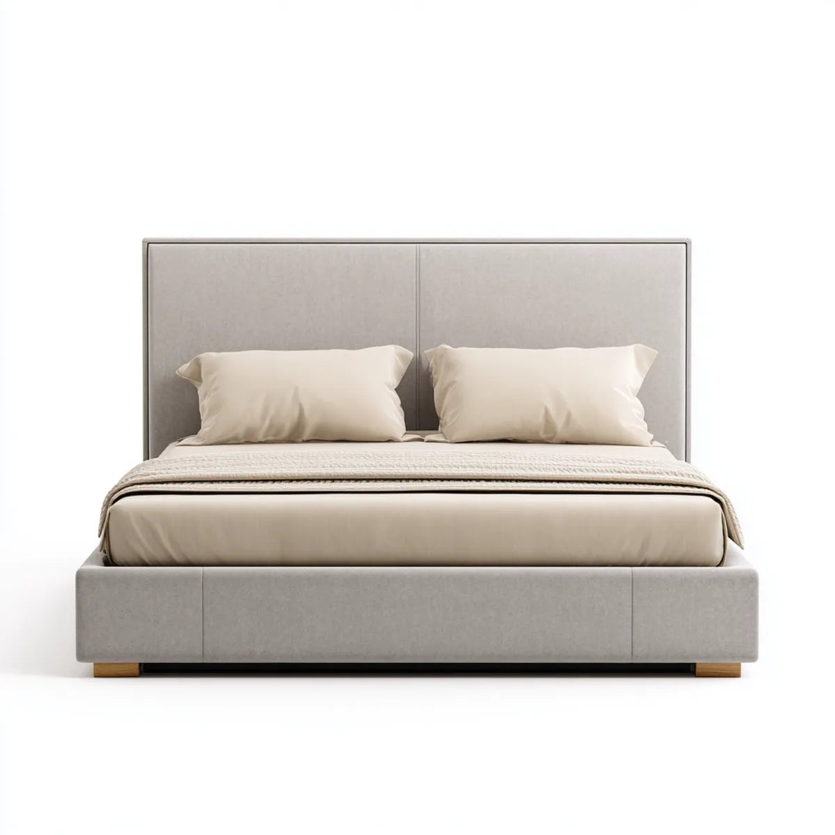 Letto matrimoniale imbottito grigio 160 x 200 cm in poliestere rettangolare