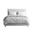 Letto matrimoniale imbottito con testiera grigio chiaro 160 x 200 cm in poliestere forma rettangolare 170 x 215 x 105 cm