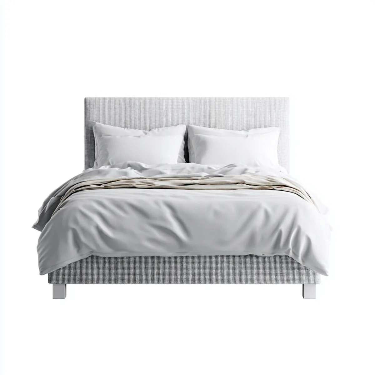 Letto matrimoniale imbottito con testiera grigio chiaro 160 x 200 cm in poliestere forma rettangolare 170 x 215 x 105 cm