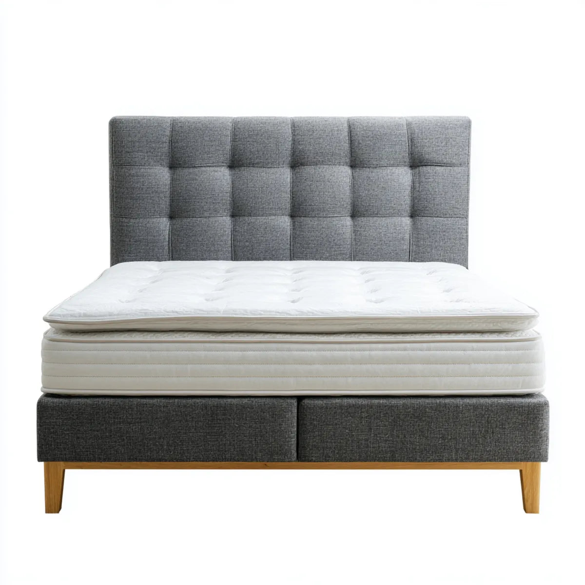 Letto matrimoniale imbottito grigio con materasso 160 x 200 cm rivestimento in poliestere rettangolare