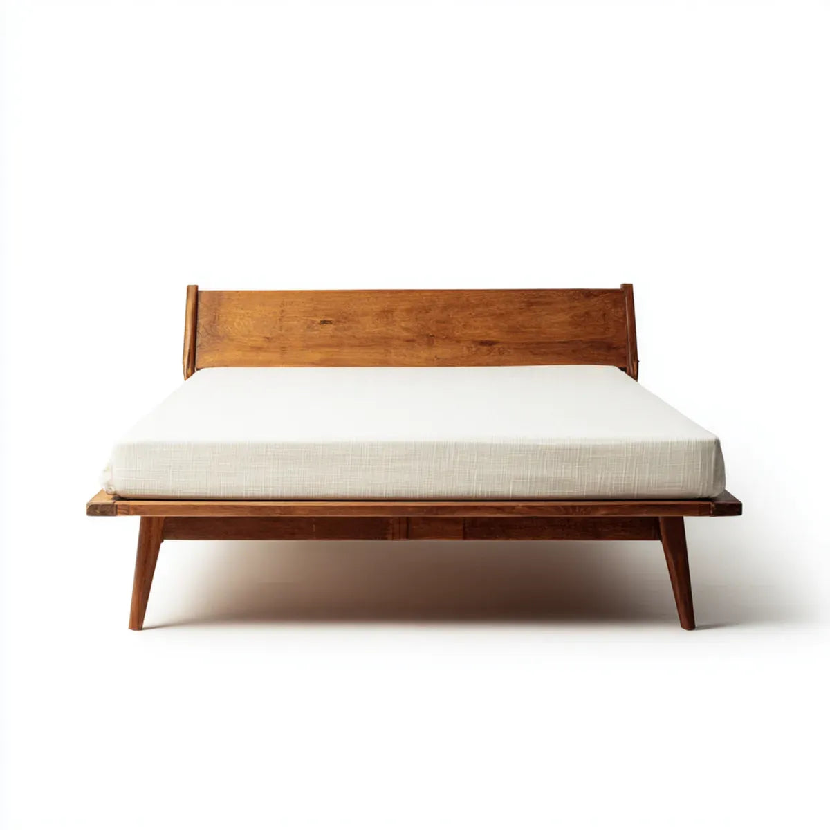 Letto matrimoniale in legno massello di acacia marrone noce 160 x 200 cm rettangolare